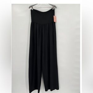 Quince	Women's Black French Terry Modal Wide Leg Pant sz L NWT Relaxed Leg